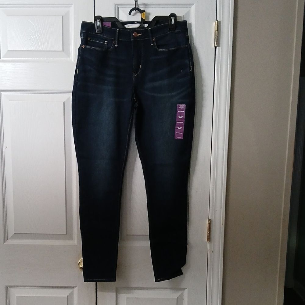 Signature by Levi Strauss Gold Mid Rise Skinny Dark Blue Jeans Sz 10  30x30 NWT